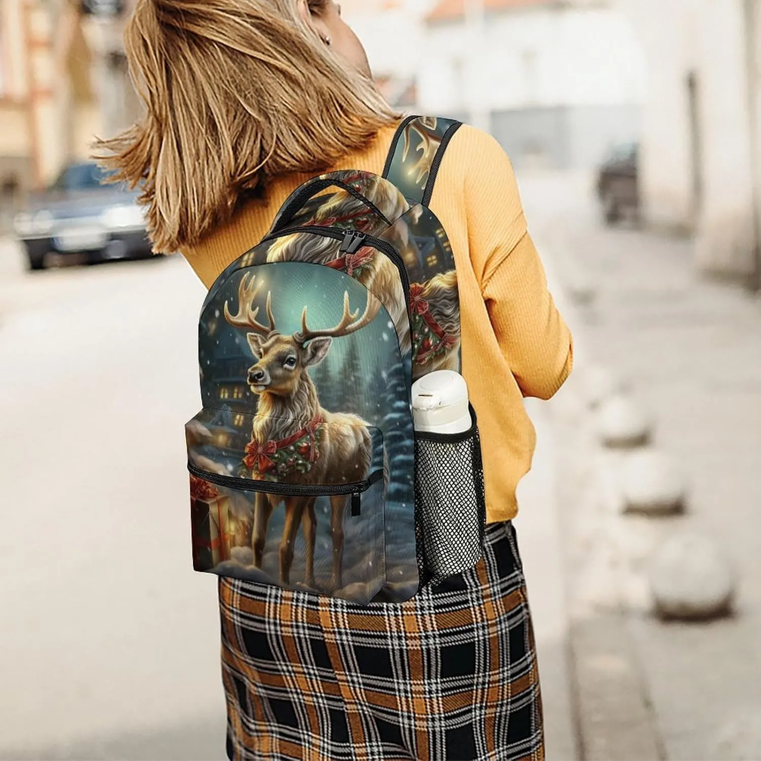 Backpacks Christmas Gift Reindeer Travel Bag Laptop Backpack Casual Daypack for Weekender Business Hiking