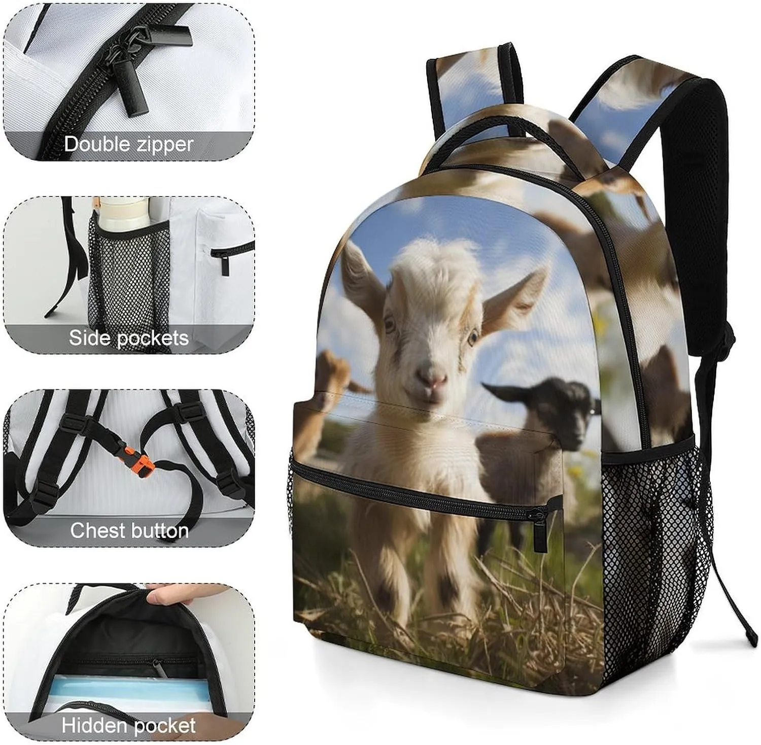 Backpacks Cute Goat Travel Bag Laptop Backpack Casual Daypack for Weekender Business Hiking