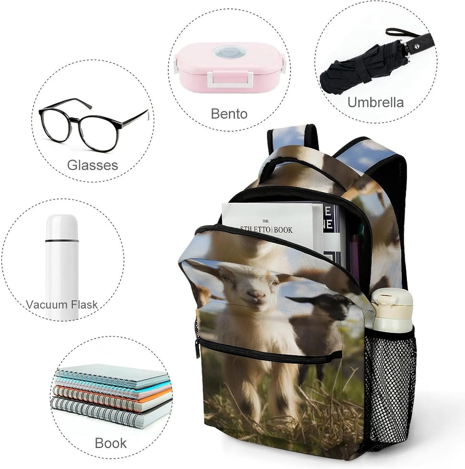 Backpacks Cute Goat Travel Bag Laptop Backpack Casual Daypack for Weekender Business Hiking