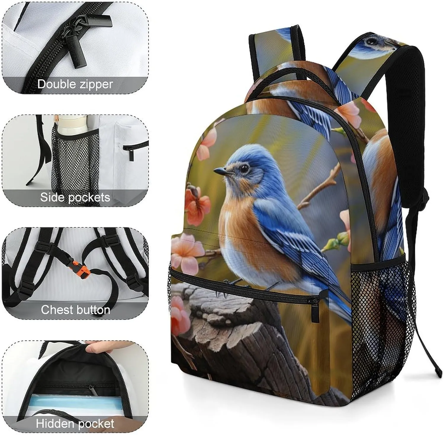 Backpacks Eastern Bluebird Travel Bag Laptop Backpack Casual Daypack for Weekender Business Hiking
