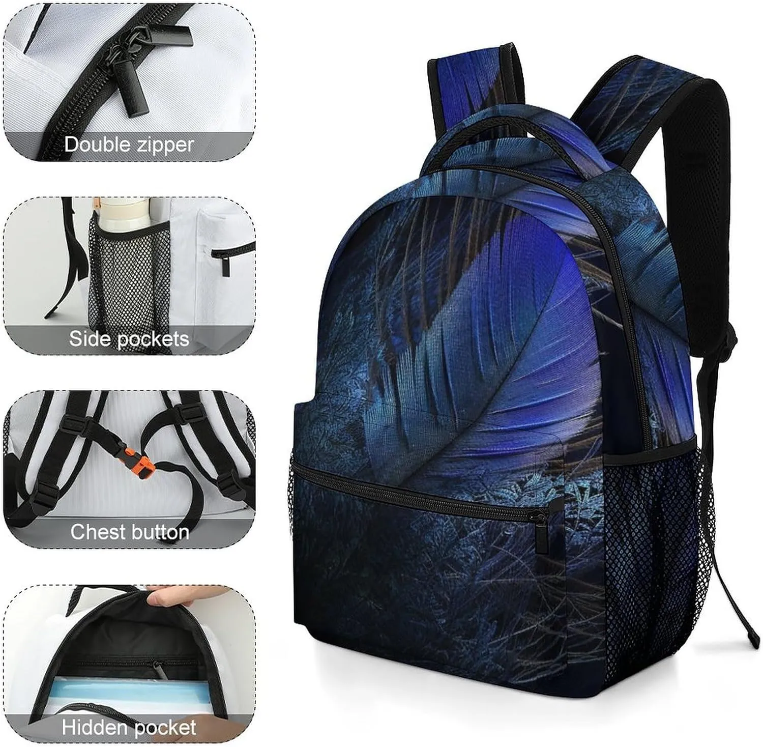Backpacks Feather Pattern Travel Bag Laptop Backpack Casual Daypack for Weekender Business Hiking