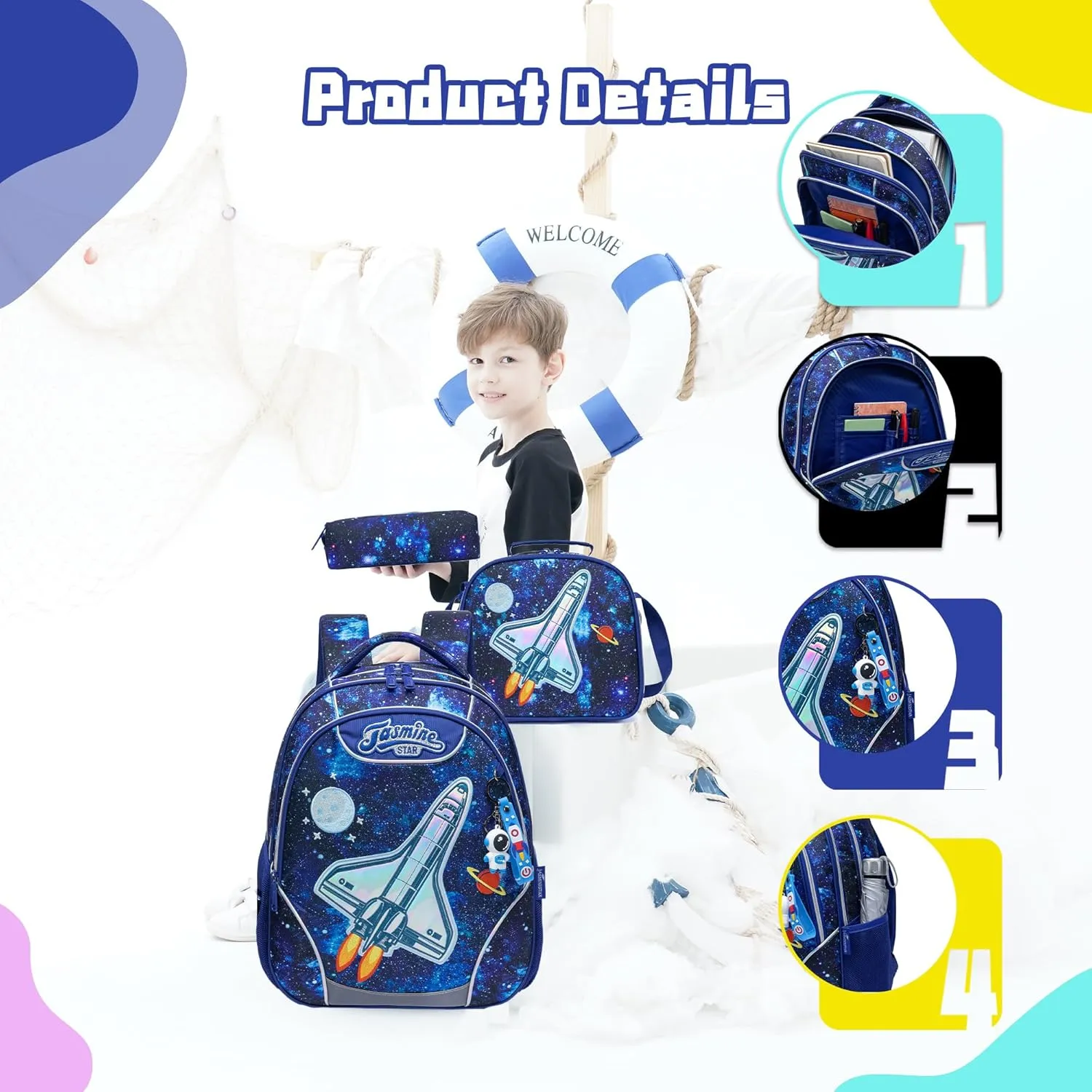 Backpacks for Boys School Bag Cute Boys Backpacks Ages 8-10 with Lunch Box Kids Bookbag Set Travel Backpack for Preschool Elementary Students Backpack to School Supplies