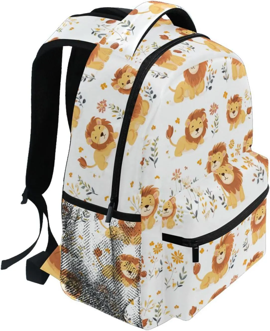 Backpacks for Teacher Nurse Fashion Carry On Backpacks with Chest Strap Gift Men & Women Cartoon Cute Lion White