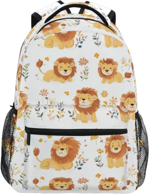 Backpacks for Teacher Nurse Fashion Carry On Backpacks with Chest Strap Gift Men & Women Cartoon Cute Lion White