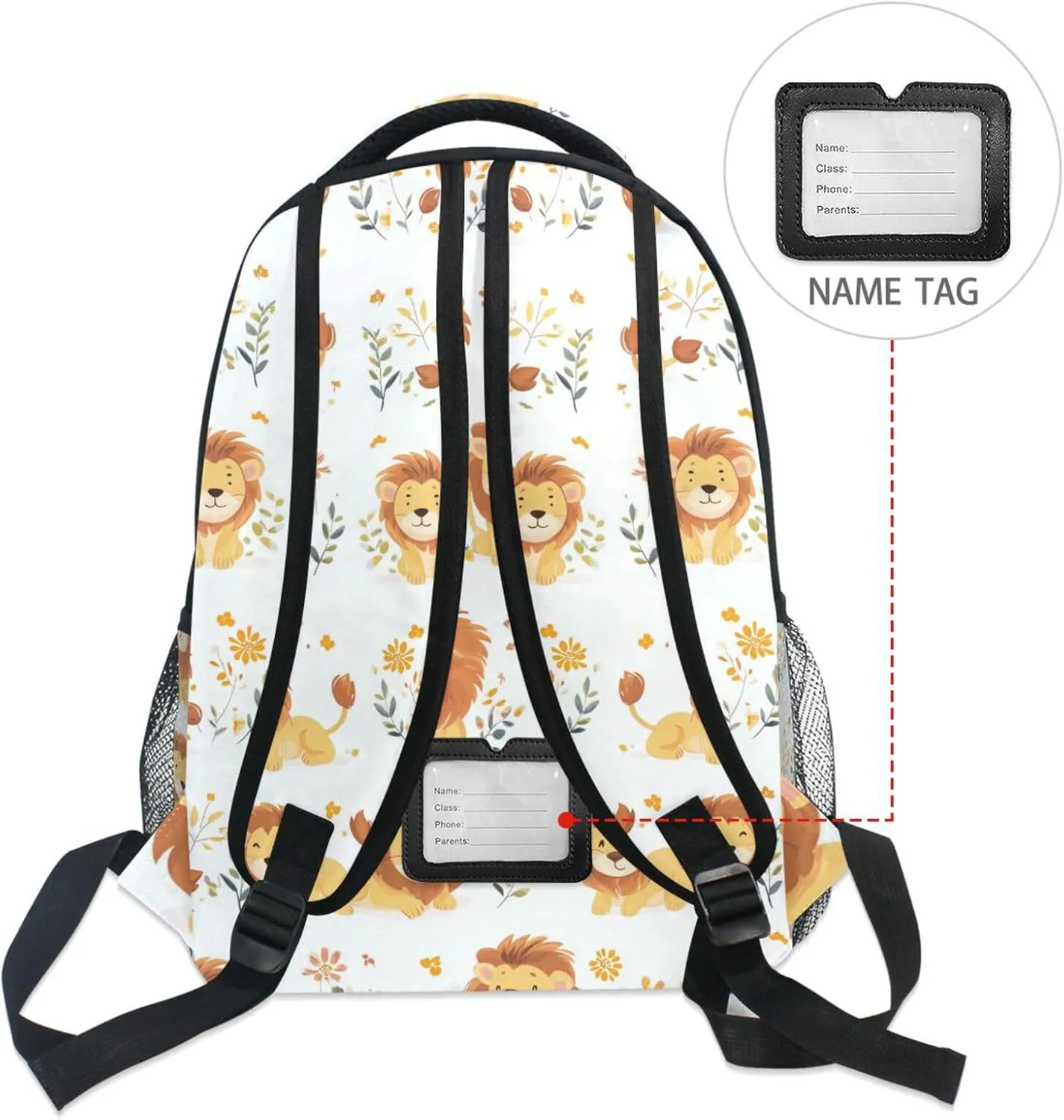 Backpacks for Teacher Nurse Fashion Carry On Backpacks with Chest Strap Gift Men & Women Cartoon Cute Lion White