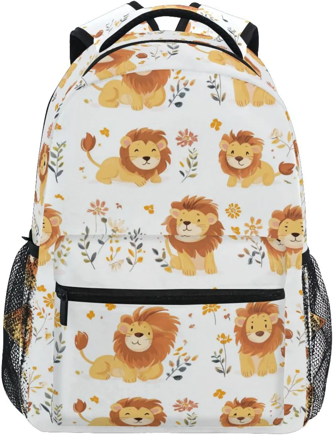 Backpacks for Teacher Nurse Fashion Carry On Backpacks with Chest Strap Gift Men & Women Cartoon Cute Lion White