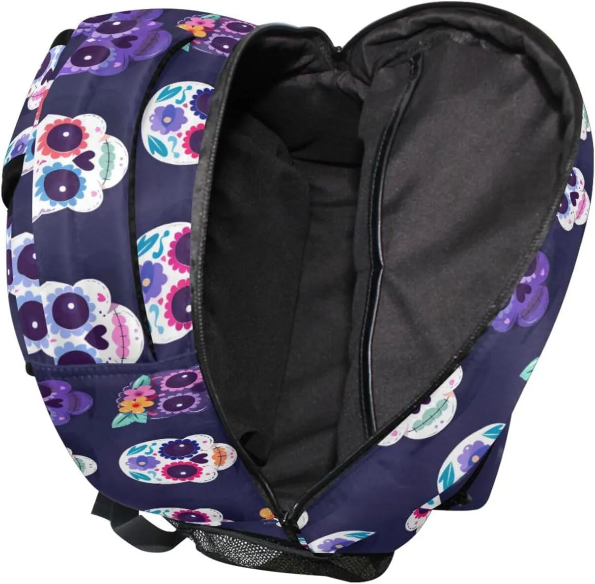 Backpacks for Teens Boys Girls Fashion Backpack With Water Bottle Pocket with Chest Strap for College Work Festive Cute Sugar Skulls