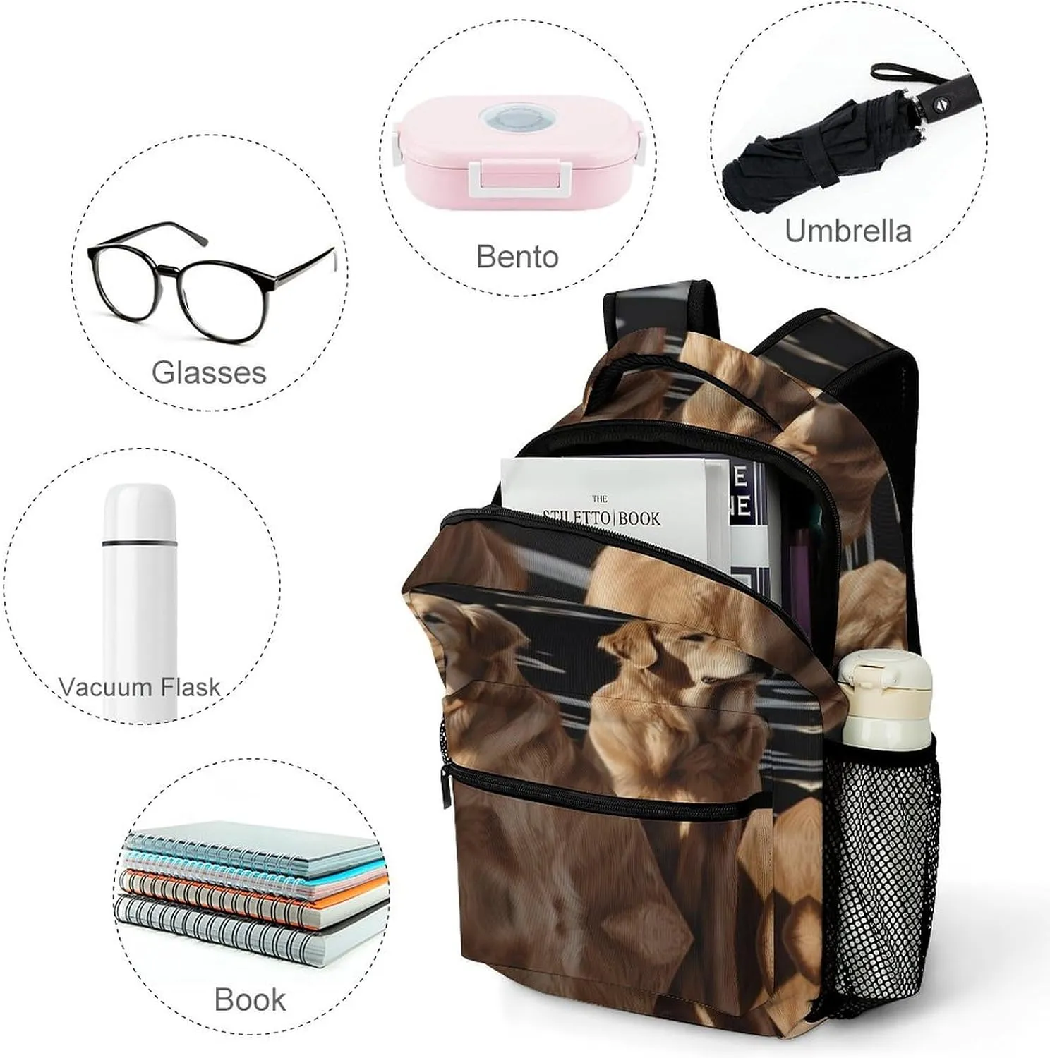 Backpacks Golden Retrievers Travel Bag Laptop Backpack Casual Daypack for Weekender Business Hiking