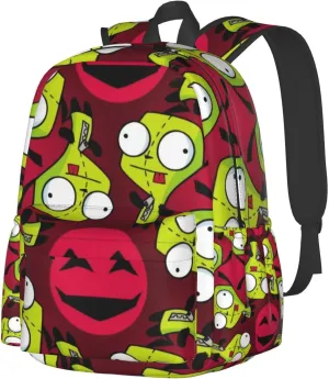 Backpacks Invader Anime Zim Adjustable Laptop Backpack Double Shoulder Bag for Women Men Climbing Shopping Work