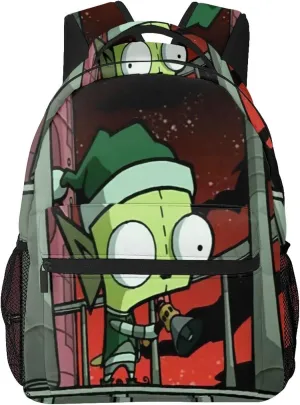 Backpacks Invader Anime Zim Adjustable Laptop Backpack Double Shoulder Bag for Women Men Climbing Shopping Work