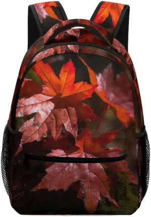 Backpacks Red Maple Leaves Travel Bag Laptop Backpack Casual Daypack for Weekender Business Hiking