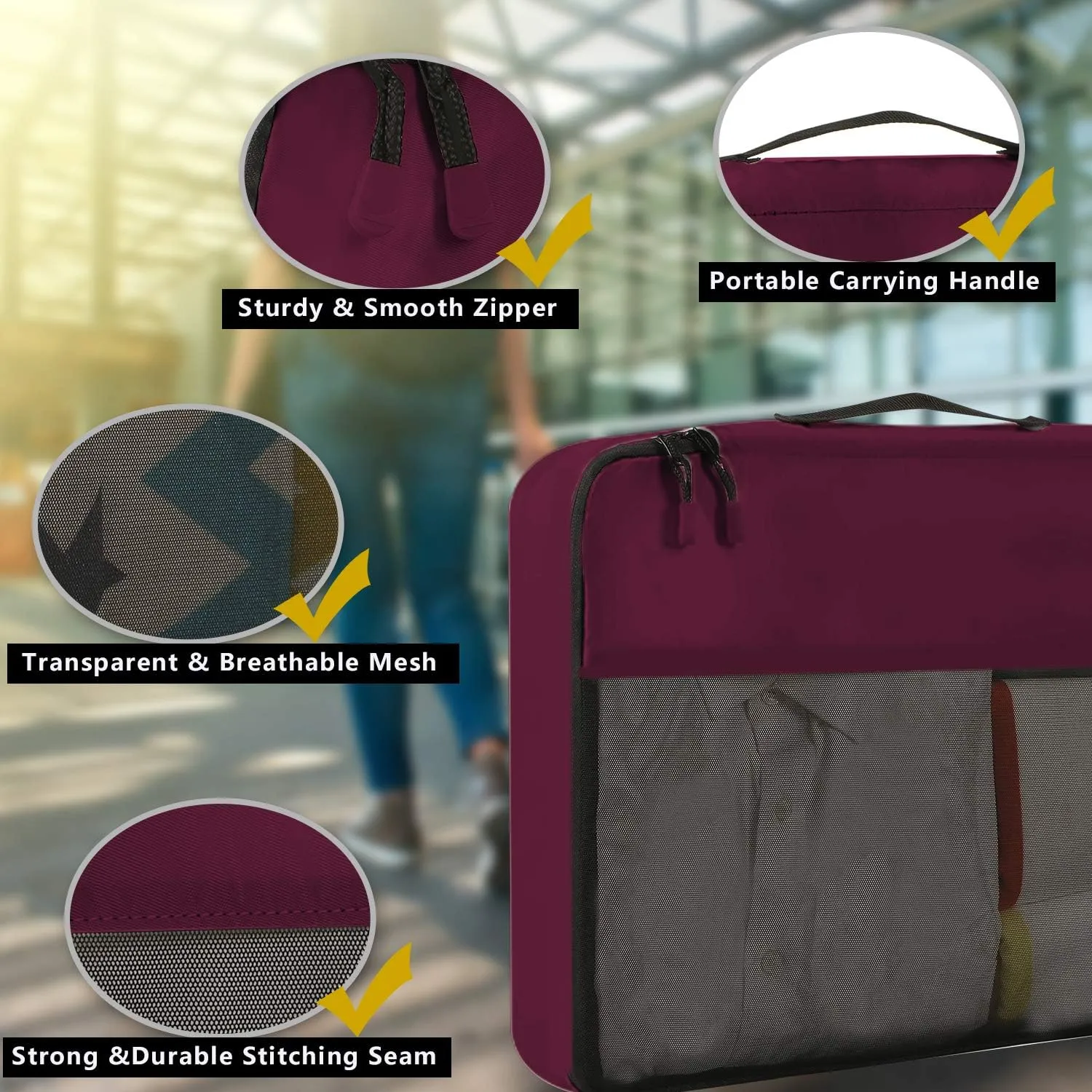BAGAIL 8 Set/9 Set Packing Cubes Luggage Packing Organizer for Travel, Suitcase Packing Bags for Travel Accessories