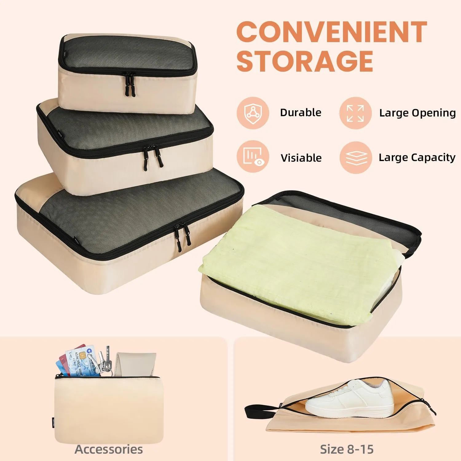 BAGAIL 8 Set/9 Set Packing Cubes Luggage Packing Organizer for Travel, Suitcase Packing Bags for Travel Accessories