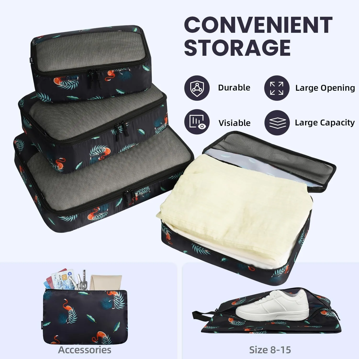 BAGAIL 8 Set/9 Set Packing Cubes Luggage Packing Organizer for Travel, Suitcase Packing Bags for Travel Accessories