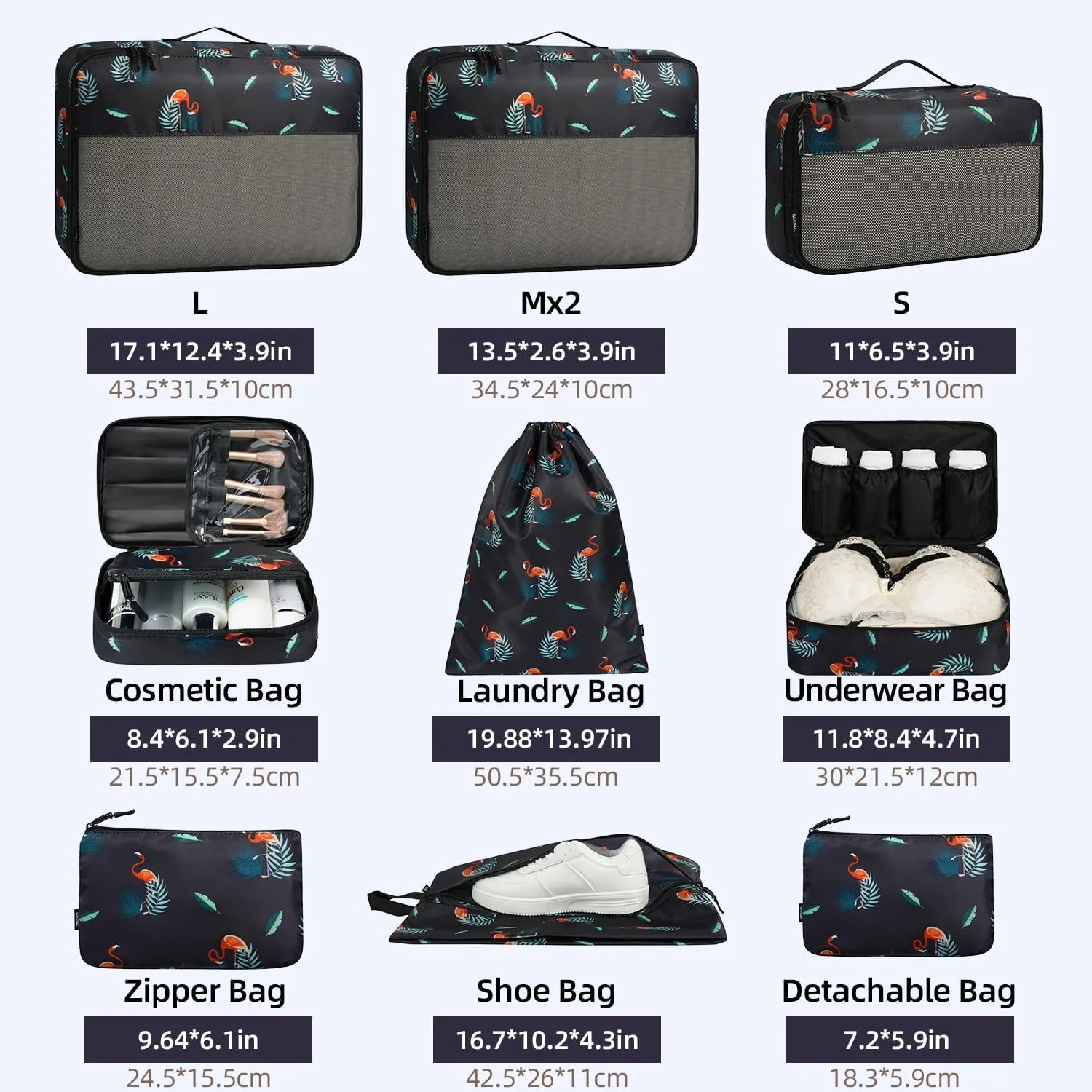 BAGAIL 8 Set/9 Set Packing Cubes Luggage Packing Organizer for Travel, Suitcase Packing Bags for Travel Accessories