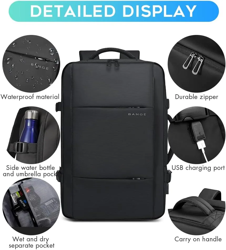BANGE 28L Travel Backpacks,Weekender Expandable Carry-On Backpack for Airplanes, Waterproof 17.3 inch Laptop Backpack for Men and Women…