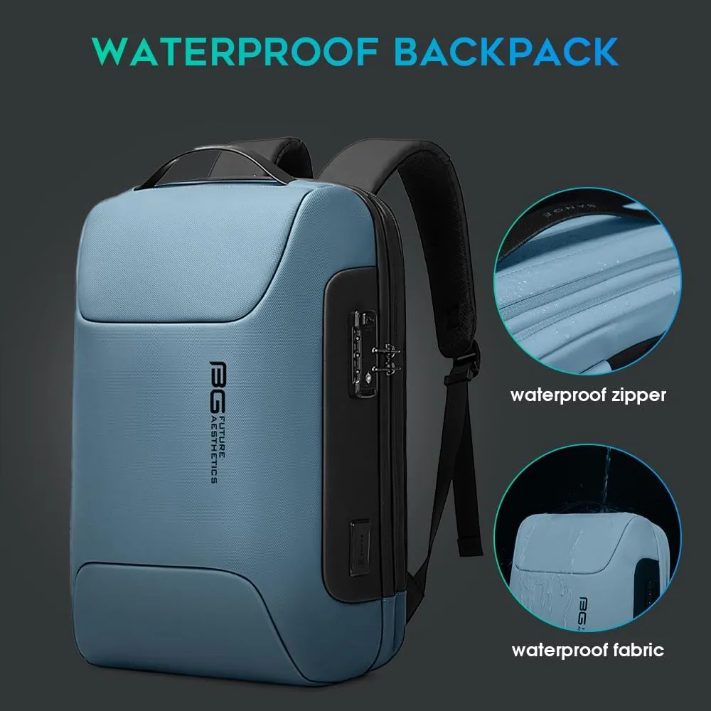 BANGE Anti Theft Business Backpack, Men Work Backpacks with USB C Charging Port, Slim Laptop Backpack for 15.6 Inch, Airplane Travel Backpack for Men and Women