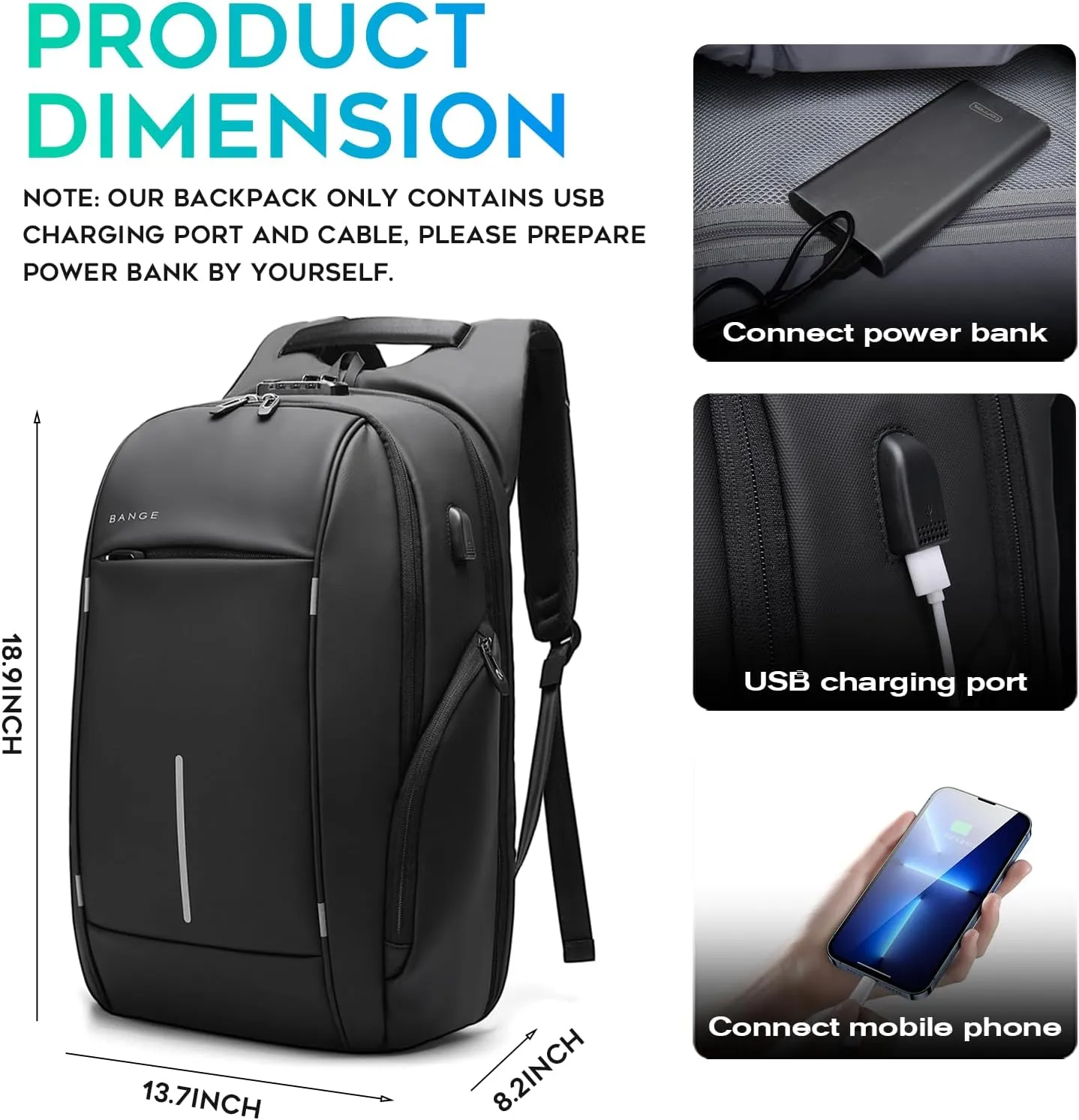 BANGE Travel Backpack,Lightweight Work Backpacks for Men, Laptop Backpack for 15.6Inch, Fashion Backpack for Men and Women…
