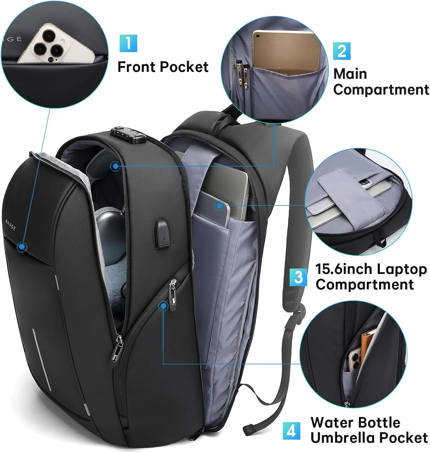 BANGE Travel Backpack,Lightweight Work Backpacks for Men, Laptop Backpack for 15.6Inch, Fashion Backpack for Men and Women…