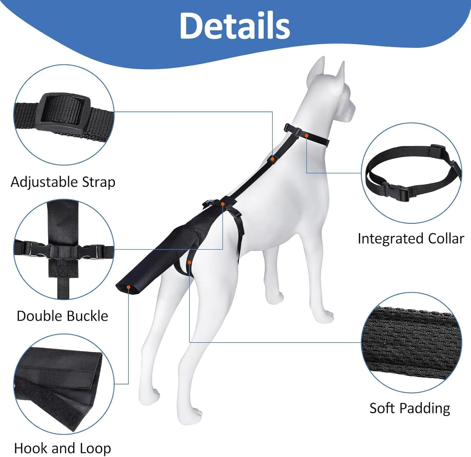BARKLESS Dog Tail Protector, Dog Tail Guard for Medium Large Dogs, Adjustable Cover to Prevents Licking Wounds, Breathable Tail End Bag for Recovery (Black, M)