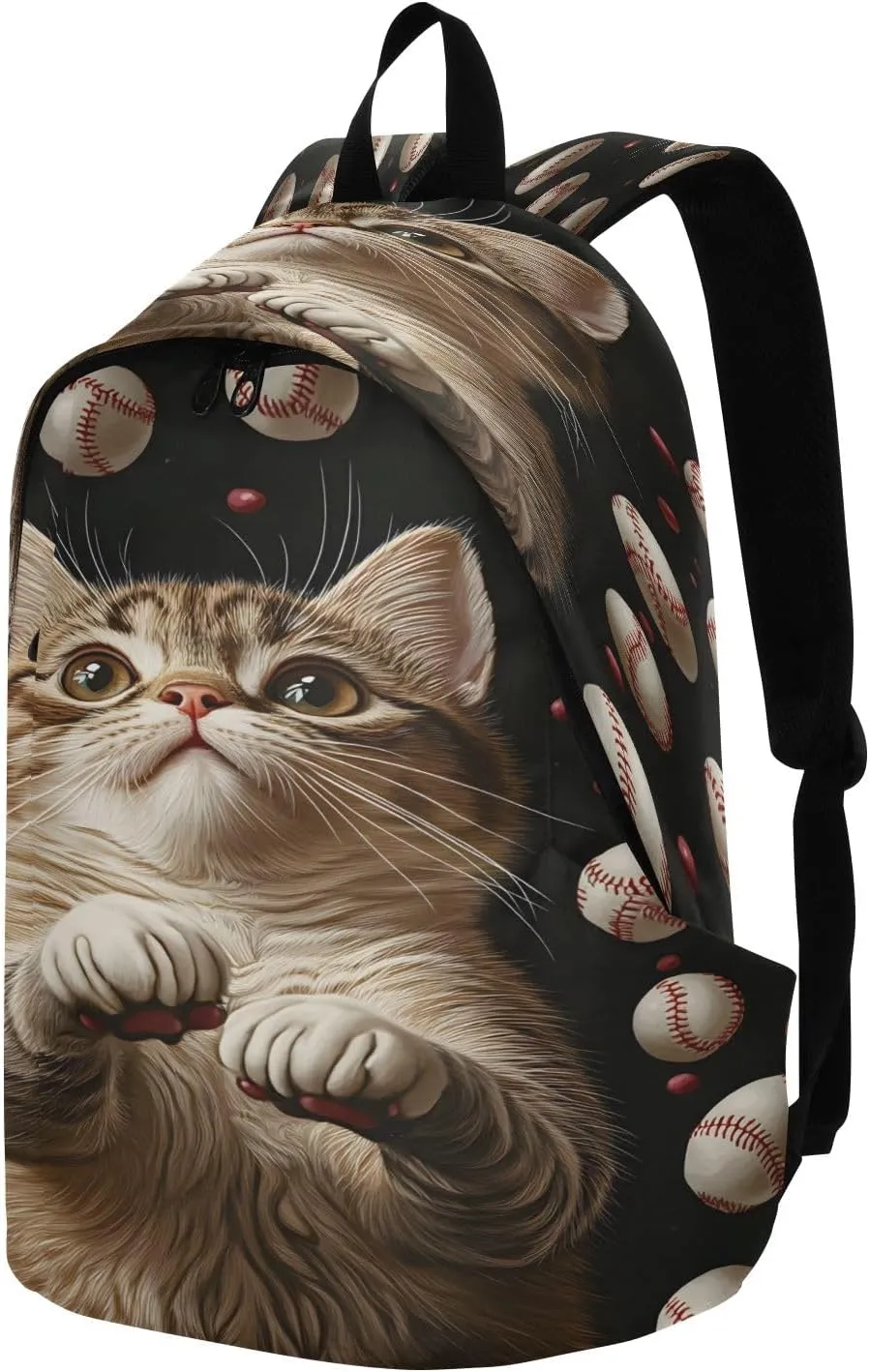 Baseball Cat Cat Travel Backpack for Women Men Laptop Backpack College Bookbag Large Capacity Computer Backpacks