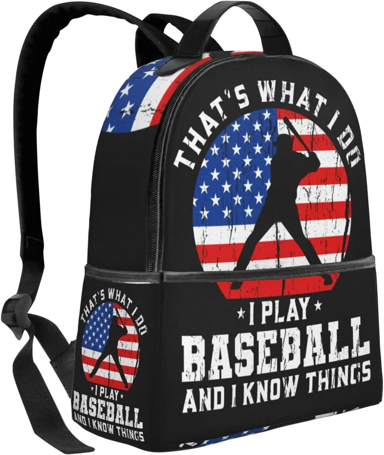 Baseball Quotes Saying That's What I Do American Flag Backpack Lightweight Laptop Backpacks Casual Double Shoulder Backpack For Women Men Travel