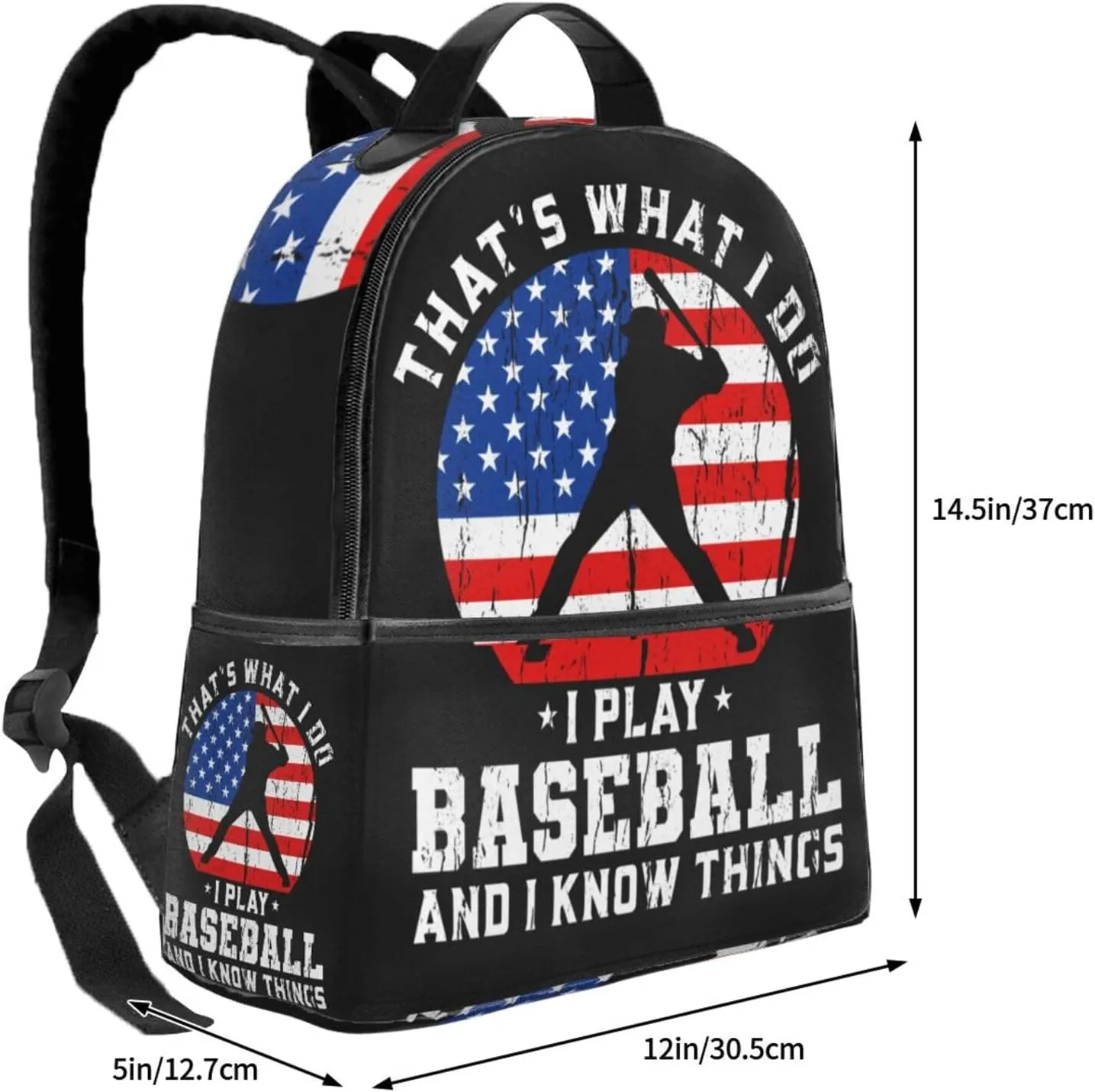 Baseball Quotes Saying That's What I Do American Flag Backpack Lightweight Laptop Backpacks Casual Double Shoulder Backpack For Women Men Travel