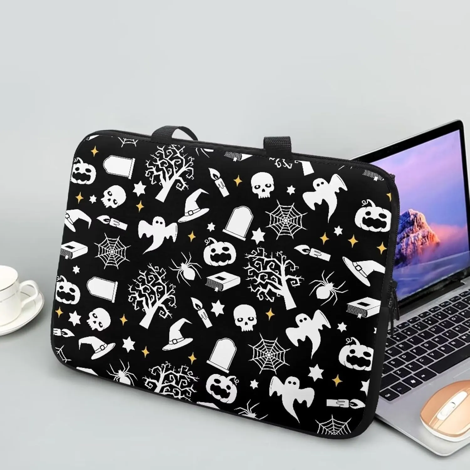 Bats Skulls Print Laptop Bag for Women Men Lightweight 14inch 15.6 Inch 17 inch Computer Bag Laptop Tote Bag Business Briefcase Large Handbag Professional Office Work Bag Gift for Women Men
