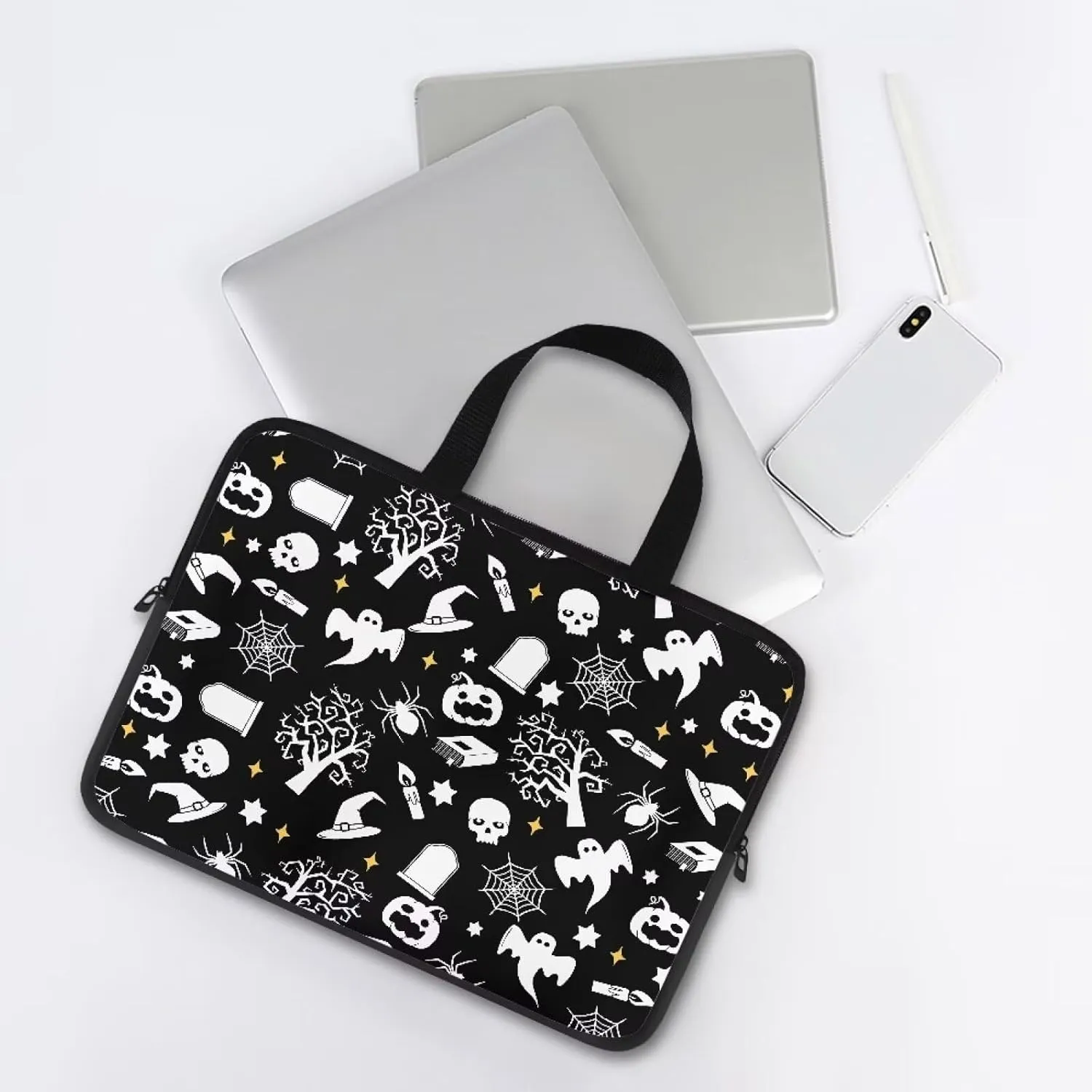 Bats Skulls Print Laptop Bag for Women Men Lightweight 14inch 15.6 Inch 17 inch Computer Bag Laptop Tote Bag Business Briefcase Large Handbag Professional Office Work Bag Gift for Women Men