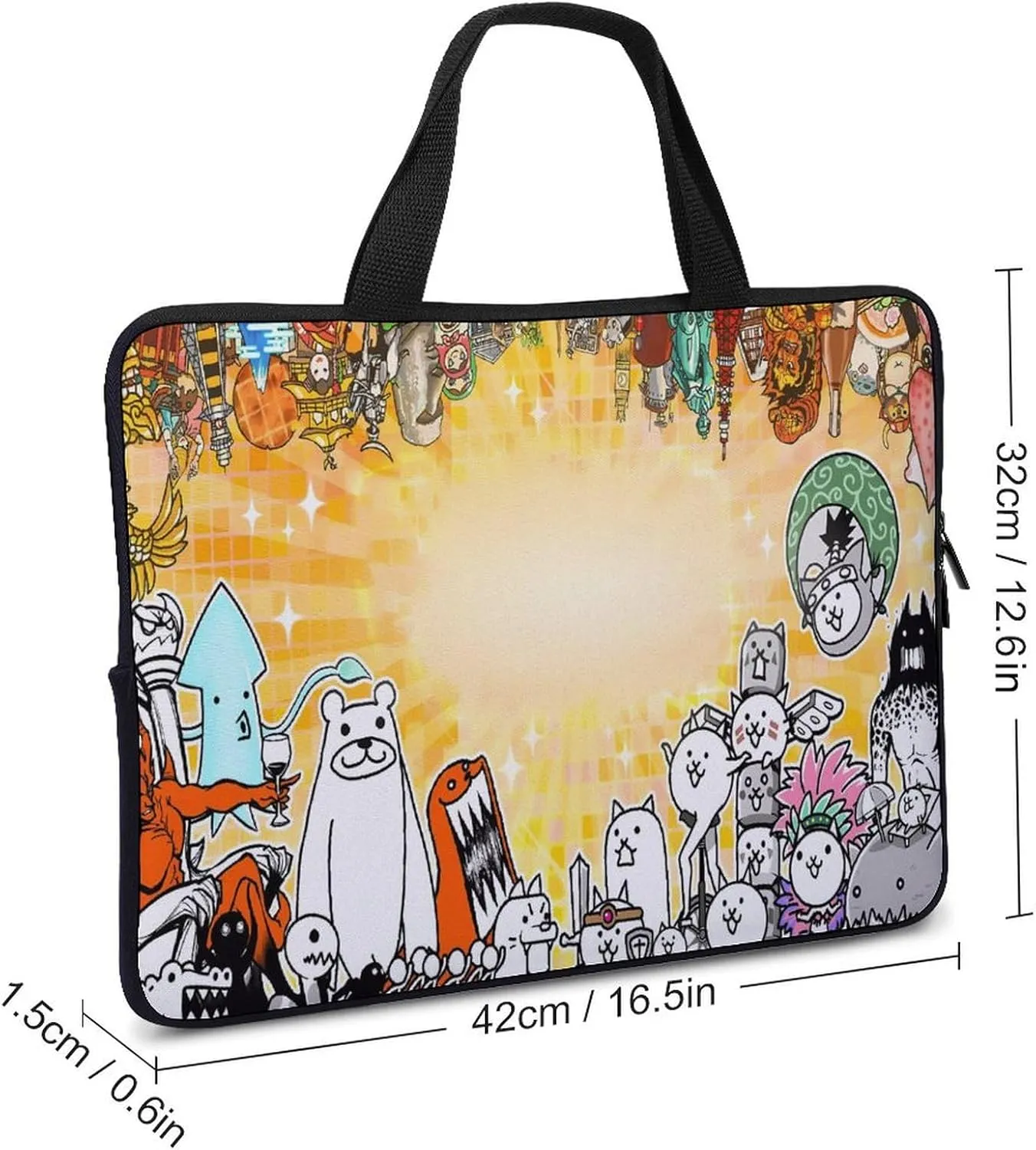 Battle-Cats Slim Laptop Bag - Lightweight And Water-Resistant Carrying Case with Handle