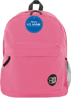 BAZIC School Backpack 17" Fuchsia, Lightweight School Bag Padded Back & Adjustable Strap for Students, Travel Bag Fit A4 Notebook, 12-Pack