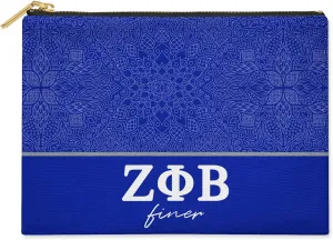BBGreek Zeta Phi Beta Sorority Paraphernalia - Cosmetic Case, Makeup Pouch, Travel Bag Organizer Collection - Official Vendor