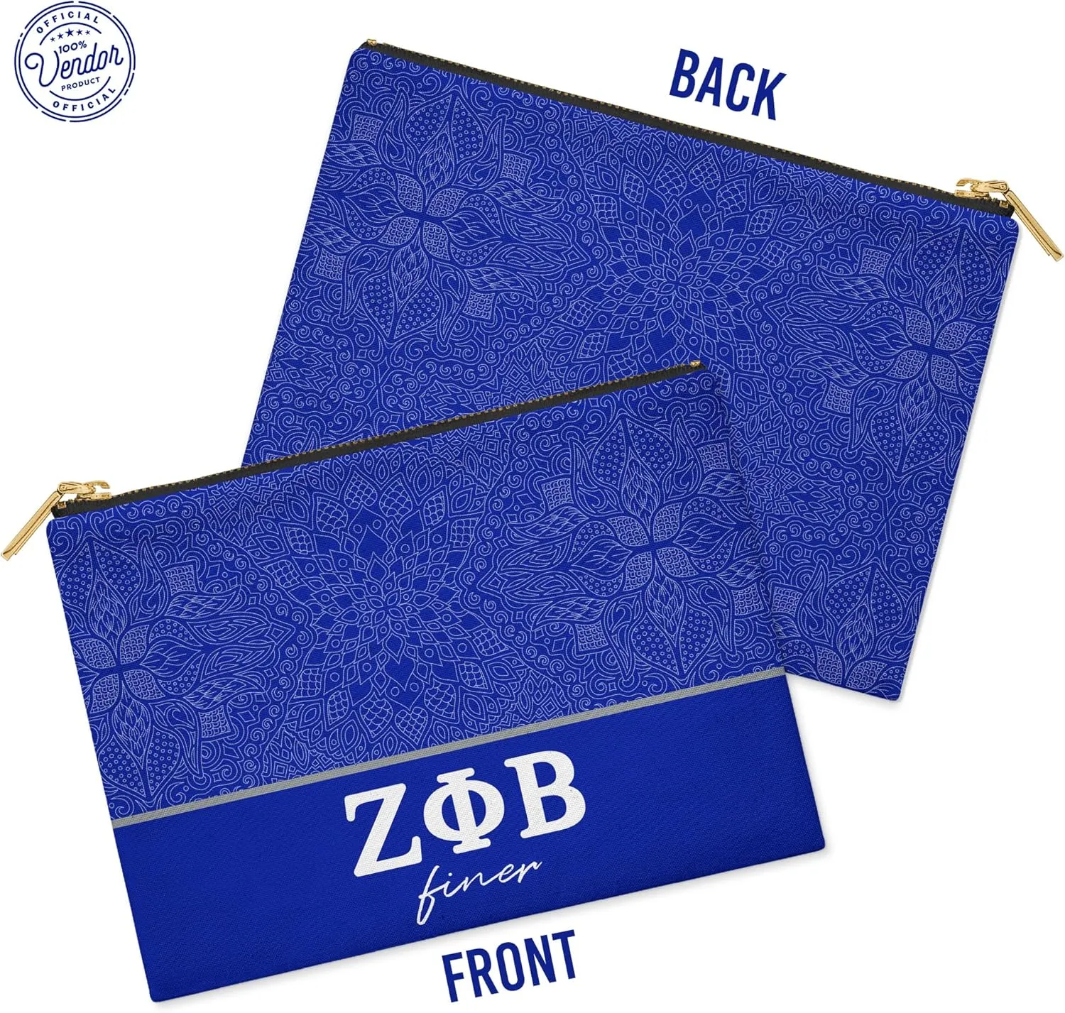 BBGreek Zeta Phi Beta Sorority Paraphernalia - Cosmetic Case, Makeup Pouch, Travel Bag Organizer Collection - Official Vendor