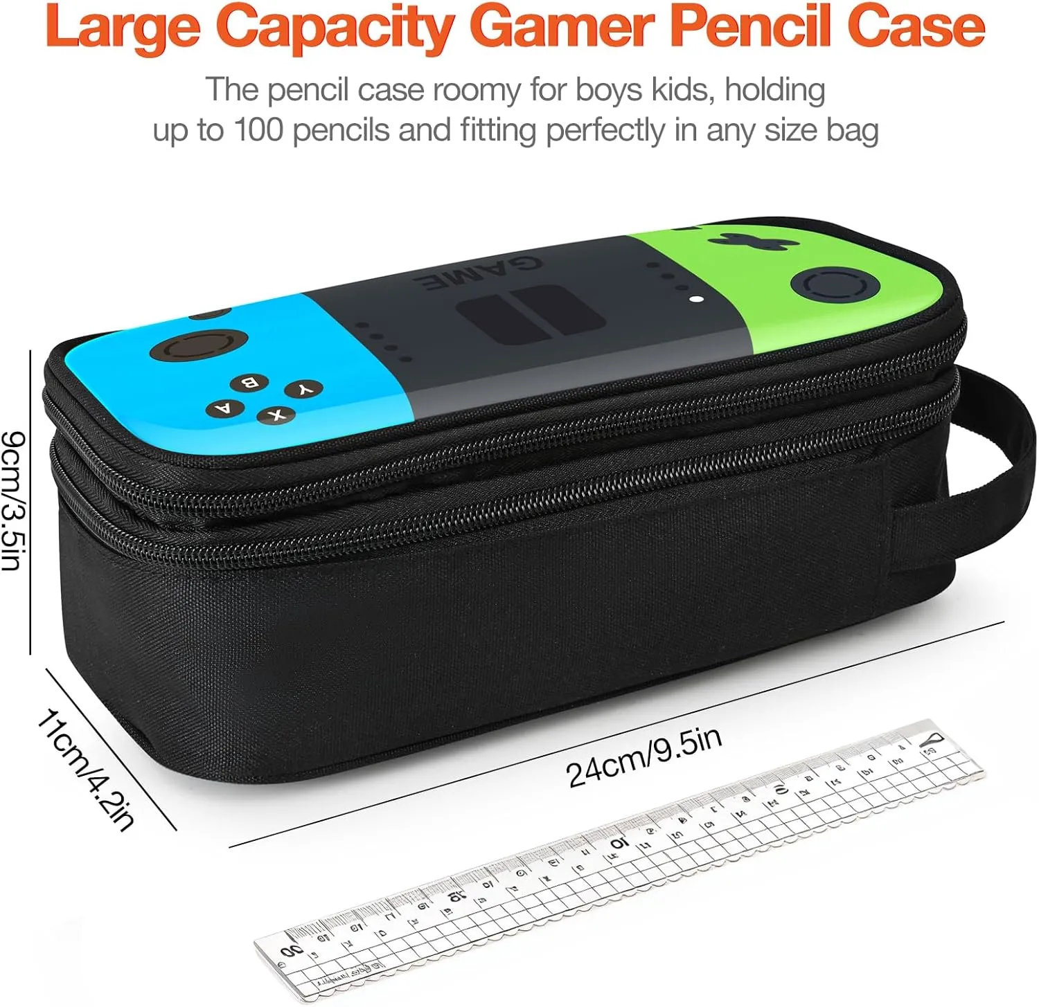 Beaulyn Gamer Pencil Case for Boys Kids - Large Capacity Sturdy Pen Pouch with Zipper, Portable Organizer for School & Travel