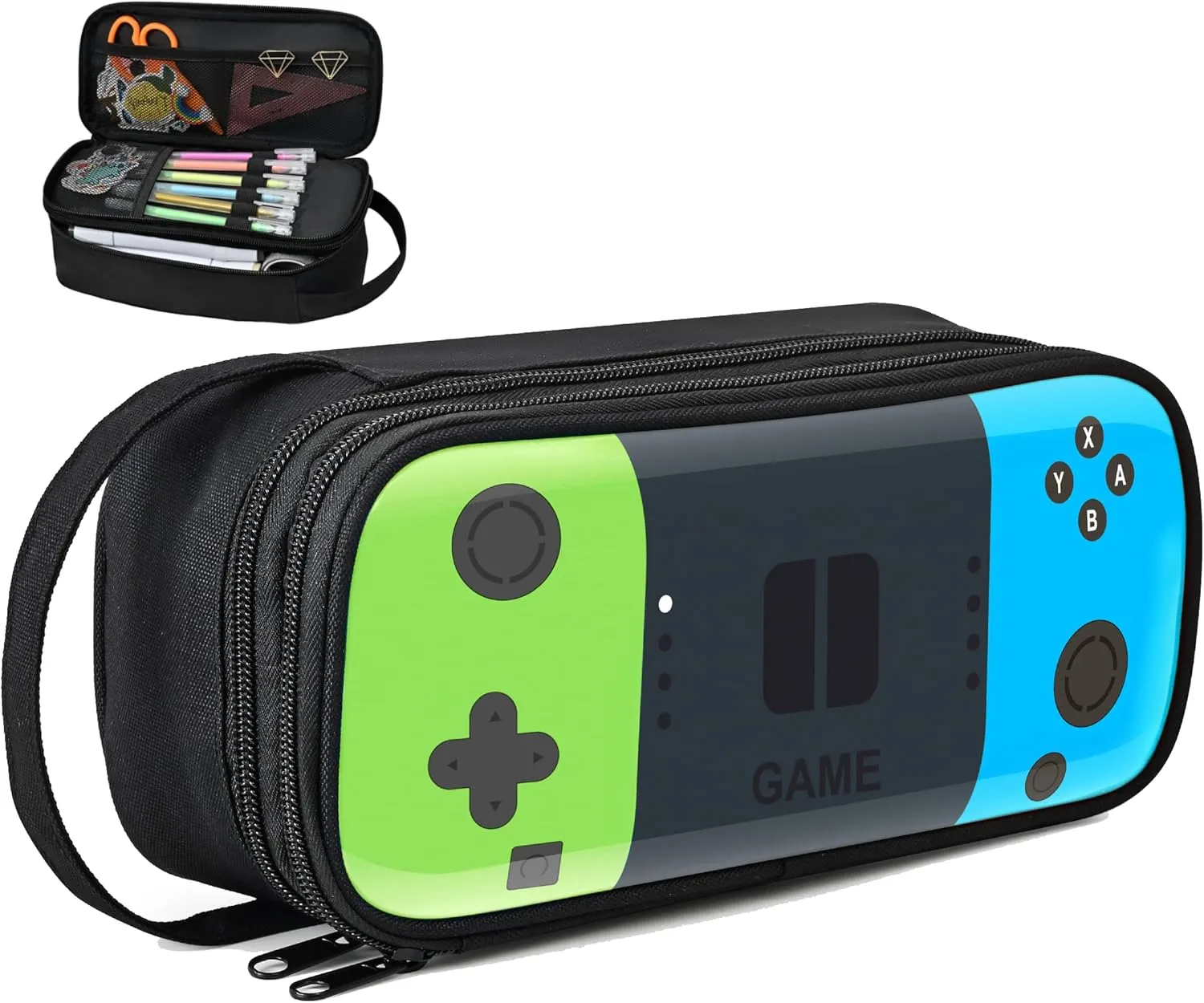 Beaulyn Gamer Pencil Case for Boys Kids - Large Capacity Sturdy Pen Pouch with Zipper, Portable Organizer for School & Travel