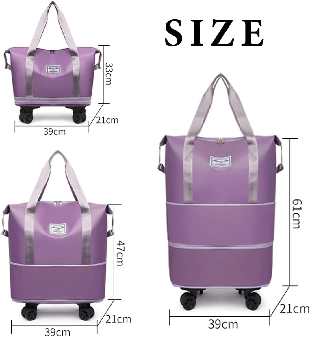 Beente Travel Bag With Wheels,Carry on Duffle Bag with Wheels, 2025 New Large Capacity Travel Bag - Universal Wheel Removable (Pink)