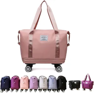 Beente Travel Bag With Wheels,Carry on Duffle Bag with Wheels, 2025 New Large Capacity Travel Bag - Universal Wheel Removable (Pink)