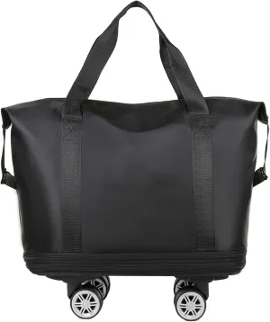 Beente Travel Bag with Wheels,Large Capacity Travel Bag, Rolling Tote Bag withWheels, Universal Wheel Removable (Black)