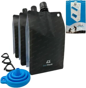 BellFlask - 15 oz. Plastic Flask, Patented, Flexible, Metal-Free, Reusuable, BPA-Free with Carabiner Clip and Filling Funnel