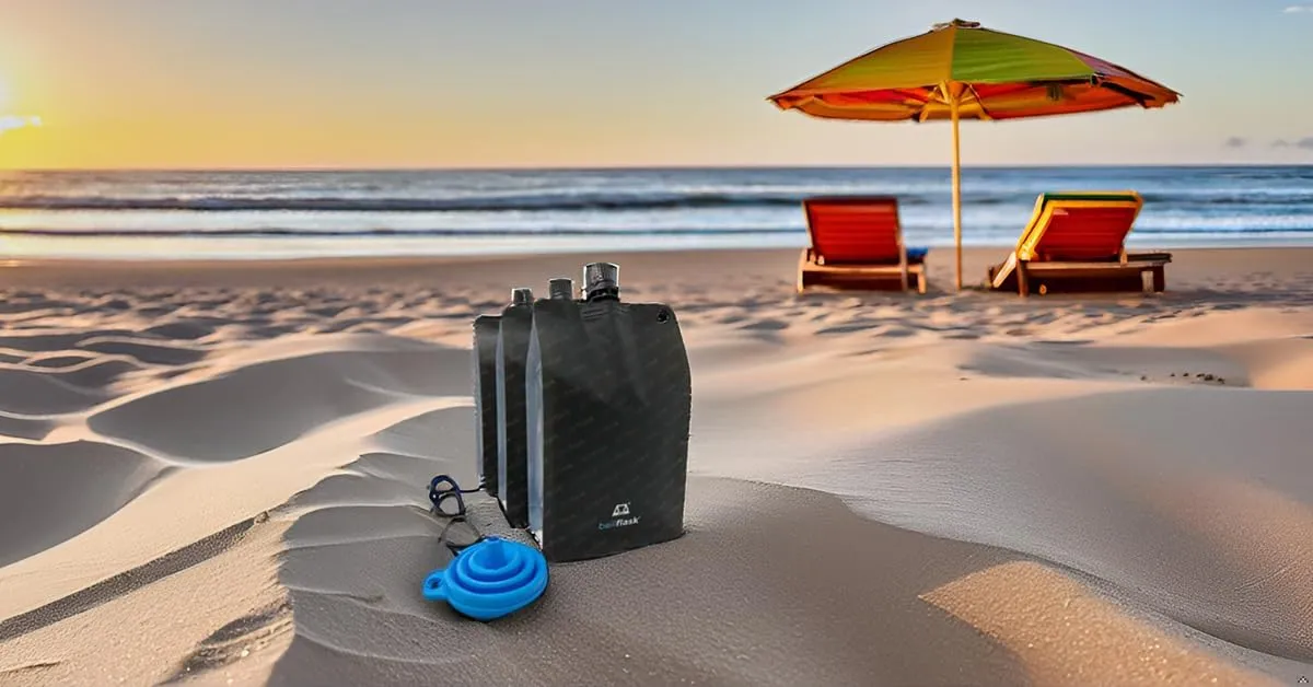 BellFlask - 15 oz. Plastic Flask, Patented, Flexible, Metal-Free, Reusuable, BPA-Free with Carabiner Clip and Filling Funnel