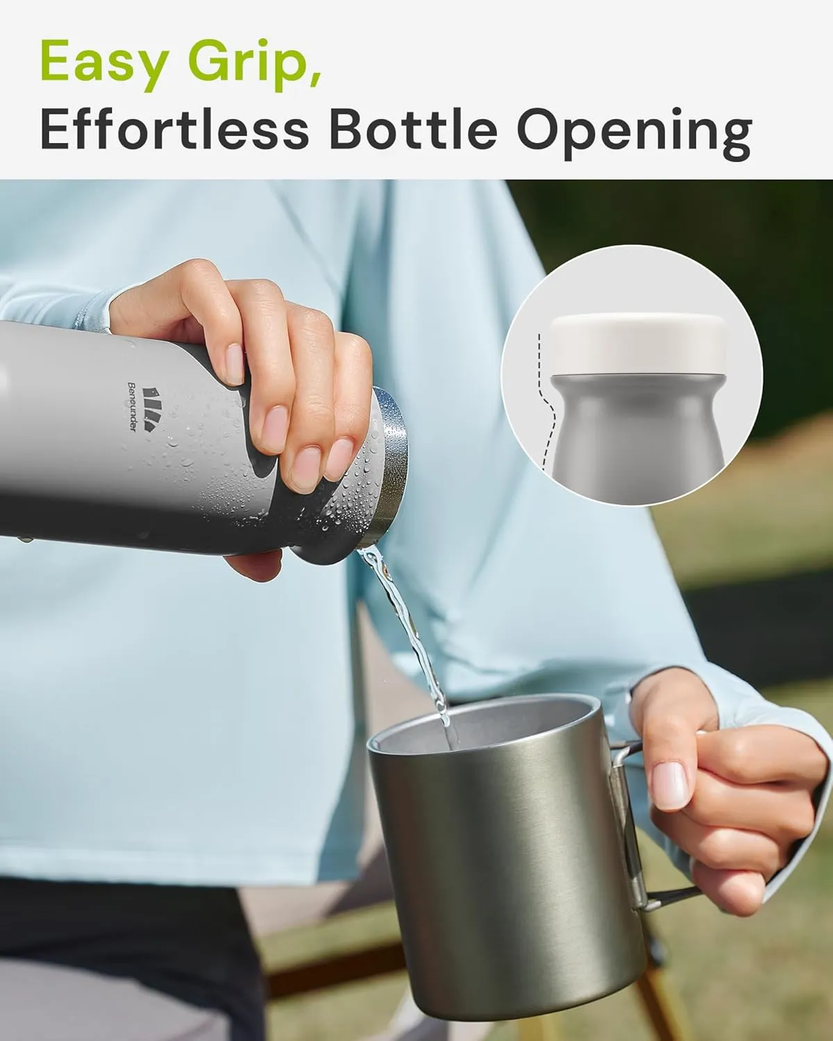BENEUNDER Insulated Water Bottle, 14oz Small Stainless Steel Water Bottle for Womens & Kids, BPA-free Portable Lightweight Metal Bottle with Bottom Pad for Bedside, On-the-go, Work, School & Travel