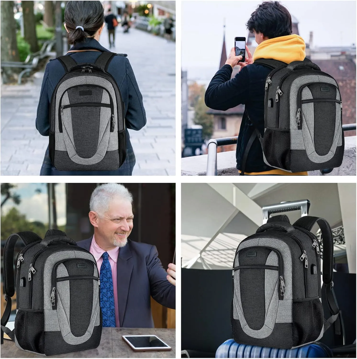 BIKROD Travel Laptop Backpack Men, School Backpacks for College Teen Boys Water Resistant Back Pack, Business Anti Theft Slim Sturdy Computer Bag Gifts Fits 15.6 Inch Laptop with USB Charging Port