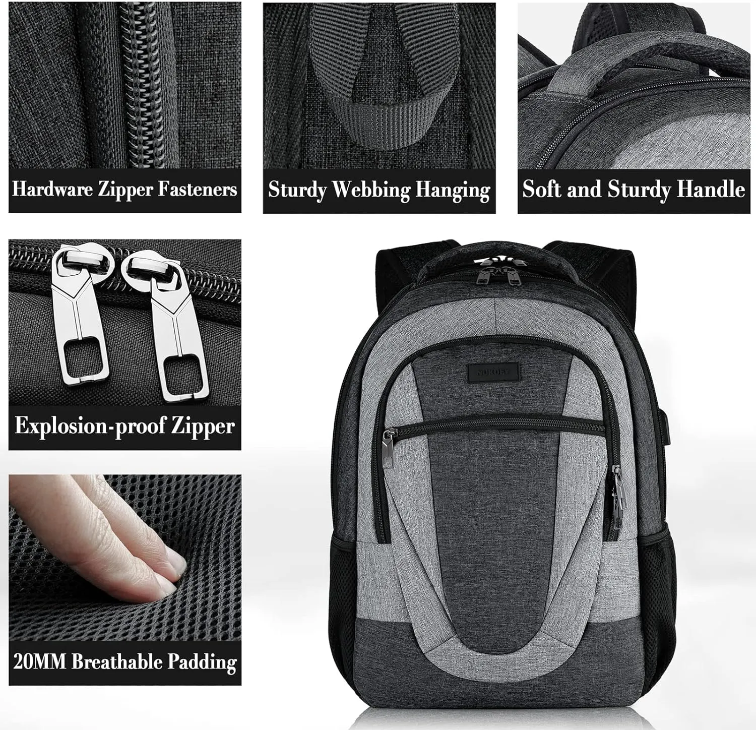 BIKROD Travel Laptop Backpack Men, School Backpacks for College Teen Boys Water Resistant Back Pack, Business Anti Theft Slim Sturdy Computer Bag Gifts Fits 15.6 Inch Laptop with USB Charging Port