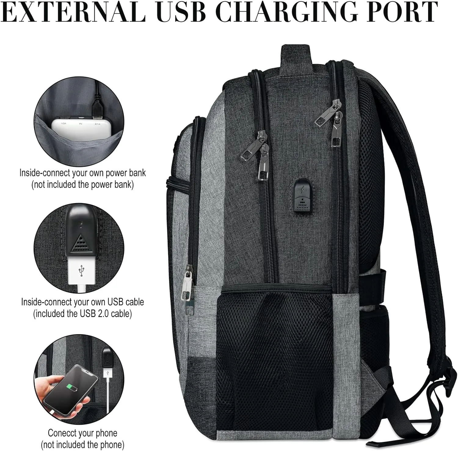 BIKROD Travel Laptop Backpack Men, School Backpacks for College Teen Boys Water Resistant Back Pack, Business Anti Theft Slim Sturdy Computer Bag Gifts Fits 15.6 Inch Laptop with USB Charging Port
