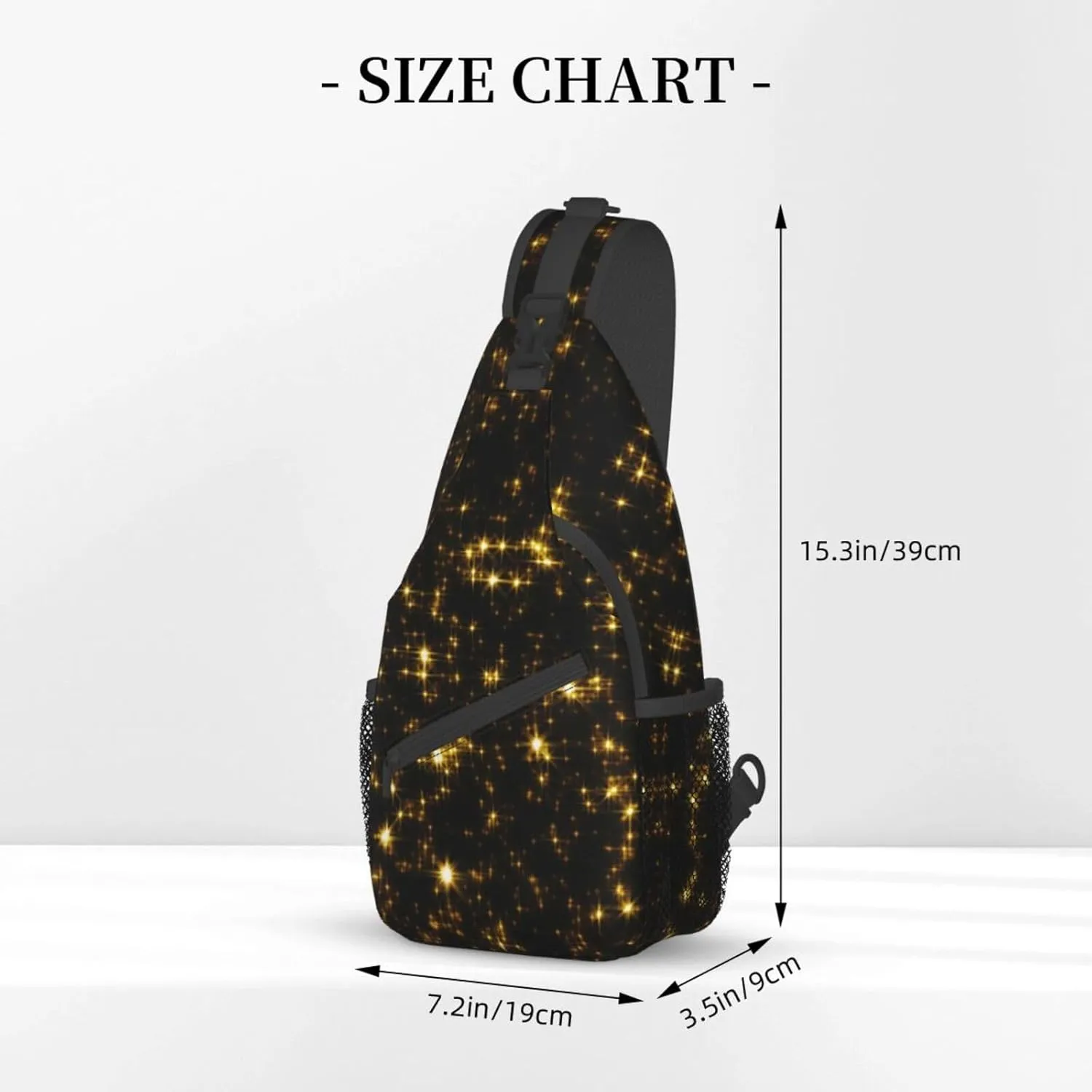 Black And Gold Wallpaper Print Crossbody Backpack Shoulder Bag Cross Chest Bag For Travel, Hiking Gym Tactical Use