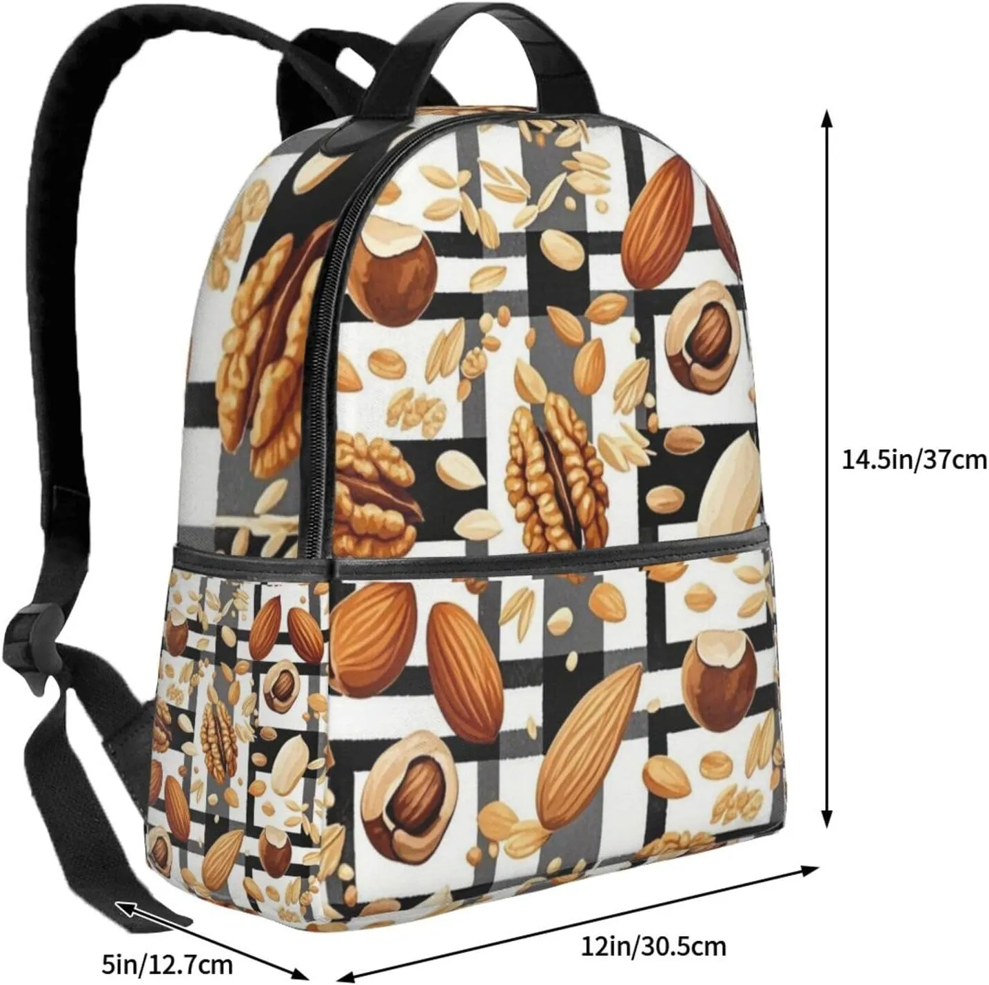 Black and White Plaid Grains Adult Backpacks 14 Inch Laptop Backpack Double Shoulder Bag for Work Travel Gifts