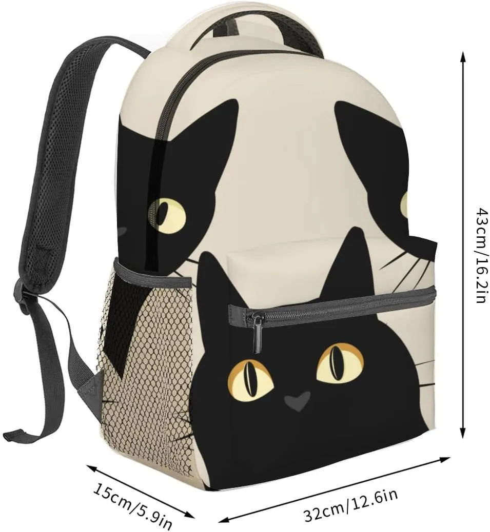 Black Cat Backpack Travel Backpacks Laptop Rucksack,School Bookbag for Women Kids Boys Girls,Cute Animal Back Pack Accessories Bags,Ideal Gifts for Work, Outdoor Adventures