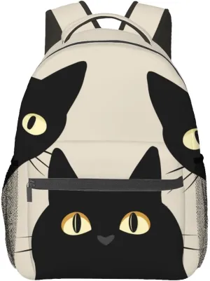 Black Cat Backpack Travel Backpacks Laptop Rucksack,School Bookbag for Women Kids Boys Girls,Cute Animal Back Pack Accessories Bags,Ideal Gifts for Work, Outdoor Adventures