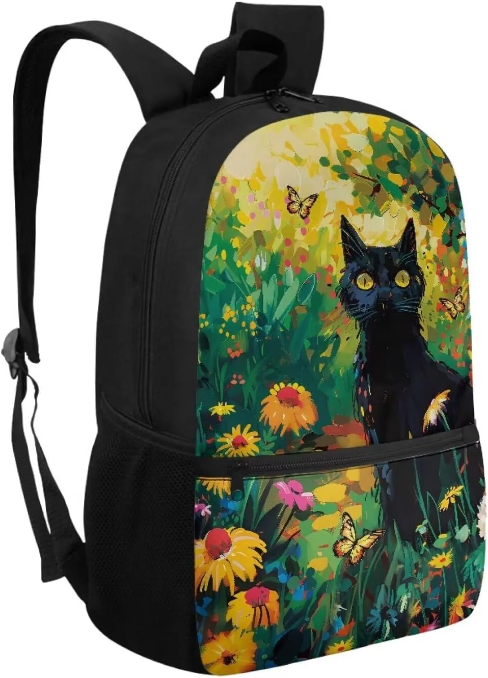 Black Cat Floral Print Kids Backpack for Boys Girls Elementary School Backpacks Children Bookbags Primary Kindergarten Backpack