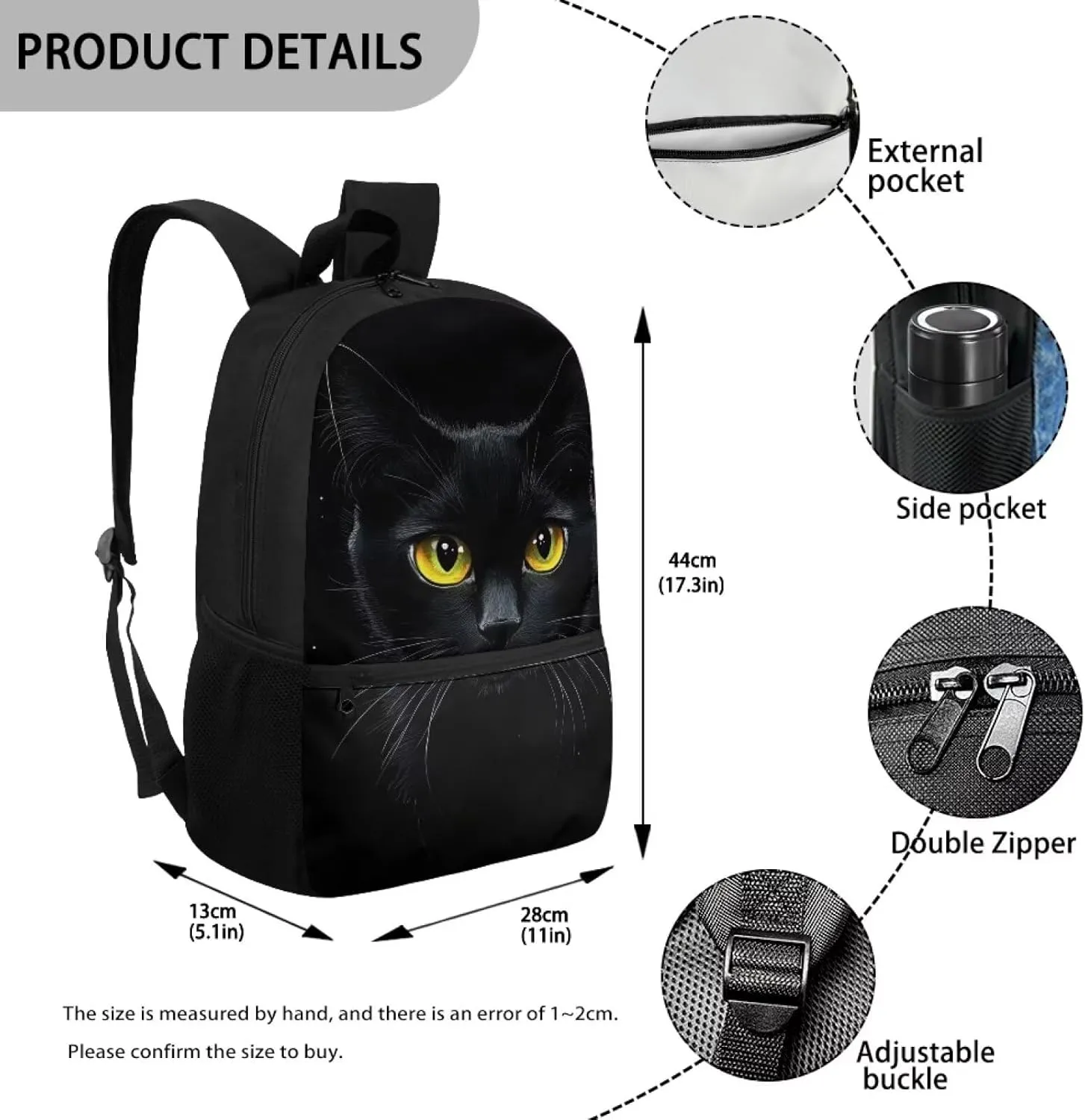 Black Cat Print Kids Backpack for Boys Girls Elementary School Backpacks Children Bookbags Primary Kindergarten Backpack